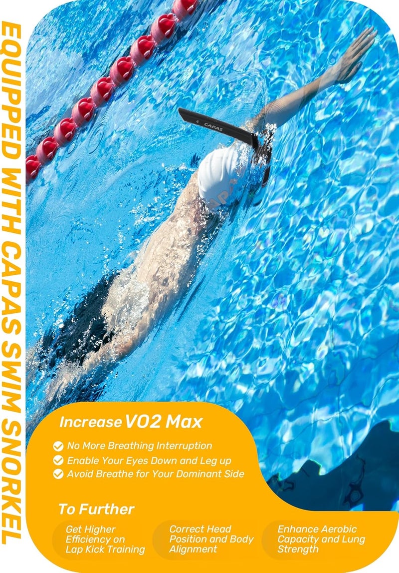 Capas Training Swim Snorkel for Lap Swimming, Swivel Headband Ultimate Fit Center-Mount Swimmers Snorkel with Liquid Silicone Mouthpiece Adjustable Strap, Designed for Adult Men Women - Image 3